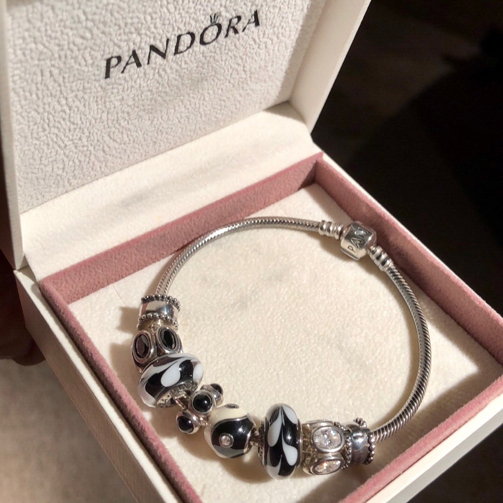 Pandora Black & White Themed Charm Bracelet